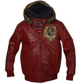 Pelle Pelle Men's Maroon Hoodie Leather Jacket